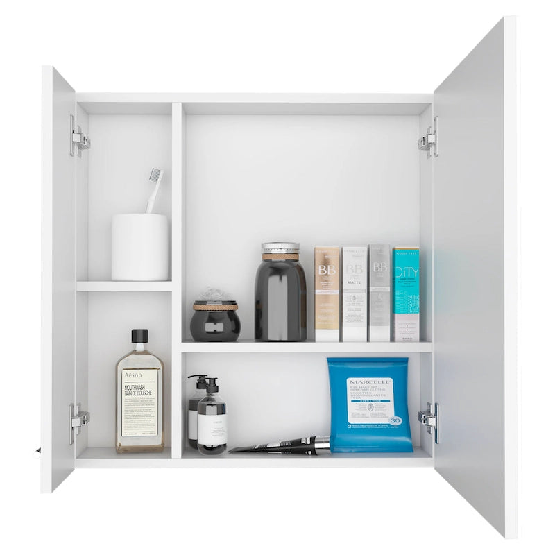 Armoire à pharmacie murale avec portes miroir et étagères de rangement