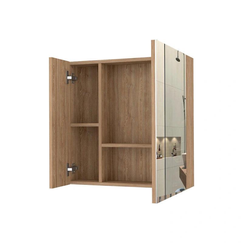 Armoire à pharmacie murale avec portes miroir et étagères de rangement