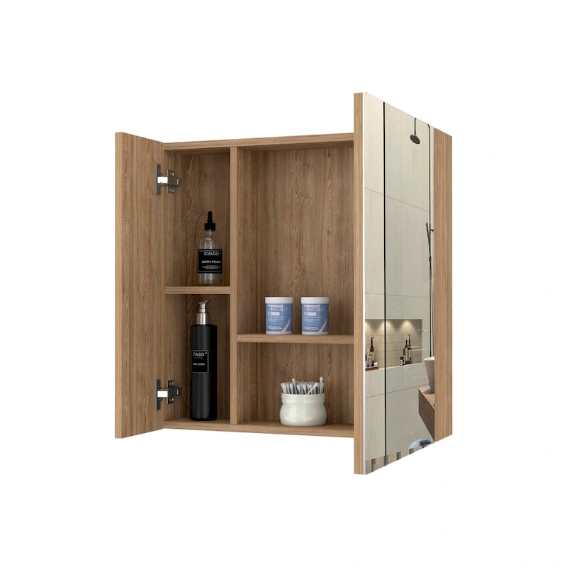 Armoire à pharmacie murale avec portes miroir et étagères de rangement