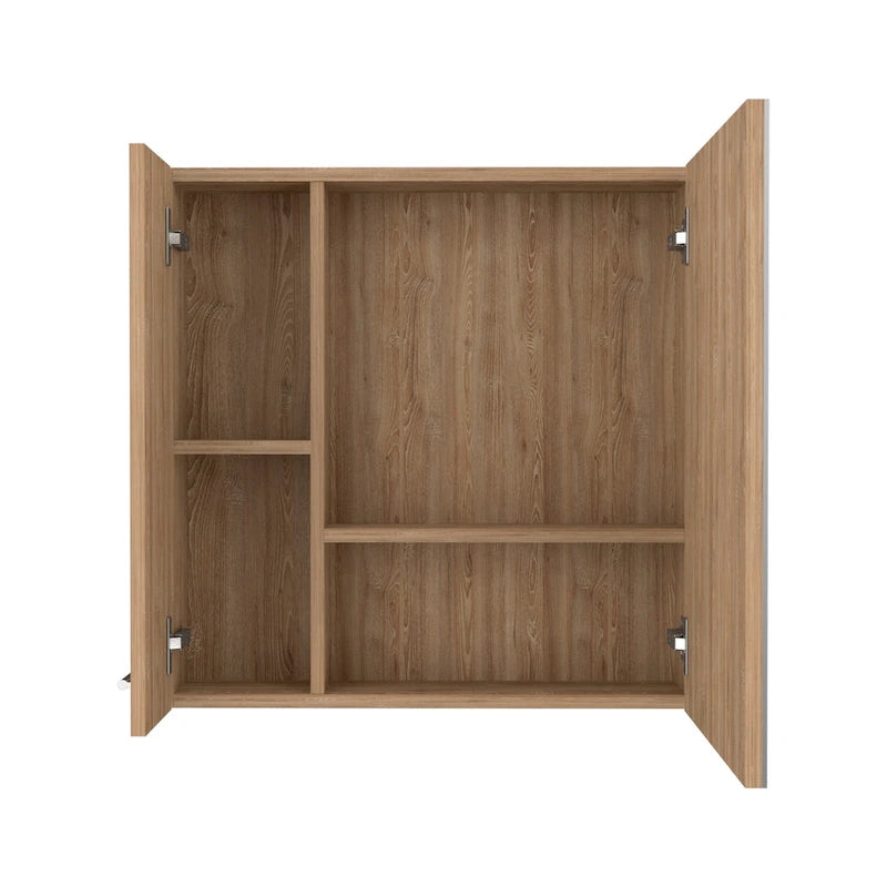 Armoire à pharmacie murale avec portes miroir et étagères de rangement
