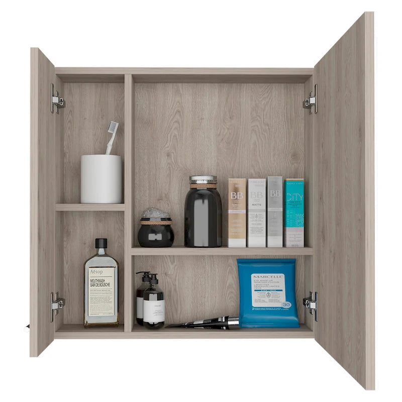 Armoire à pharmacie murale avec portes miroir et étagères de rangement