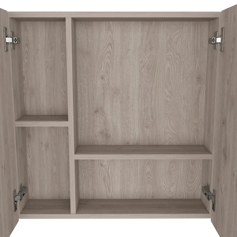 Armoire à pharmacie murale avec portes miroir et étagères de rangement