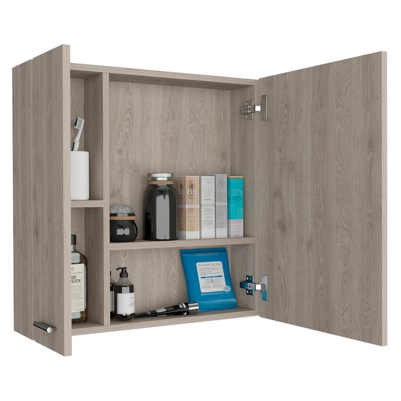 Armoire à pharmacie murale avec portes miroir et étagères de rangement