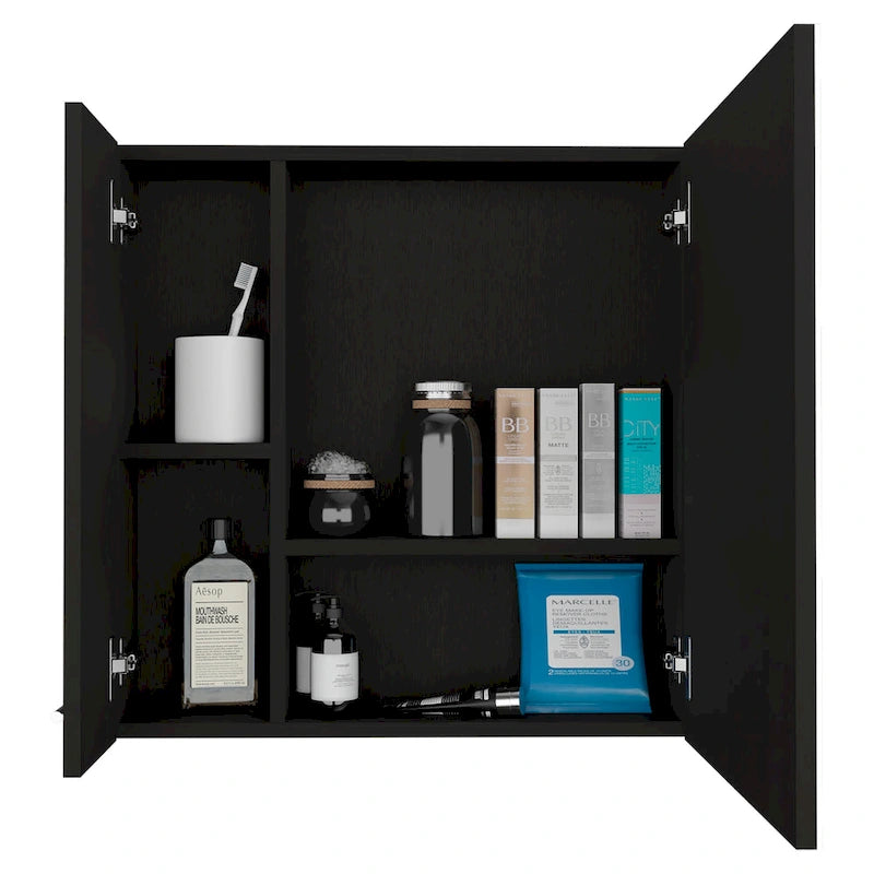 Armoire à pharmacie murale avec portes miroir et étagères de rangement