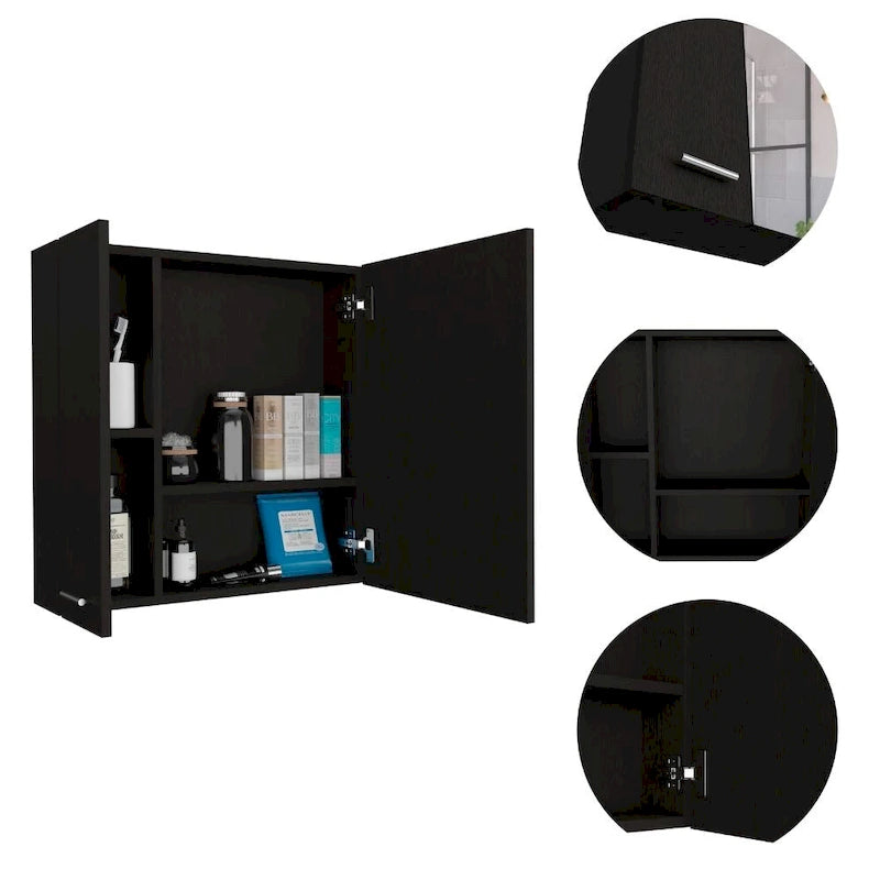 Armoire à pharmacie murale avec portes miroir et étagères de rangement