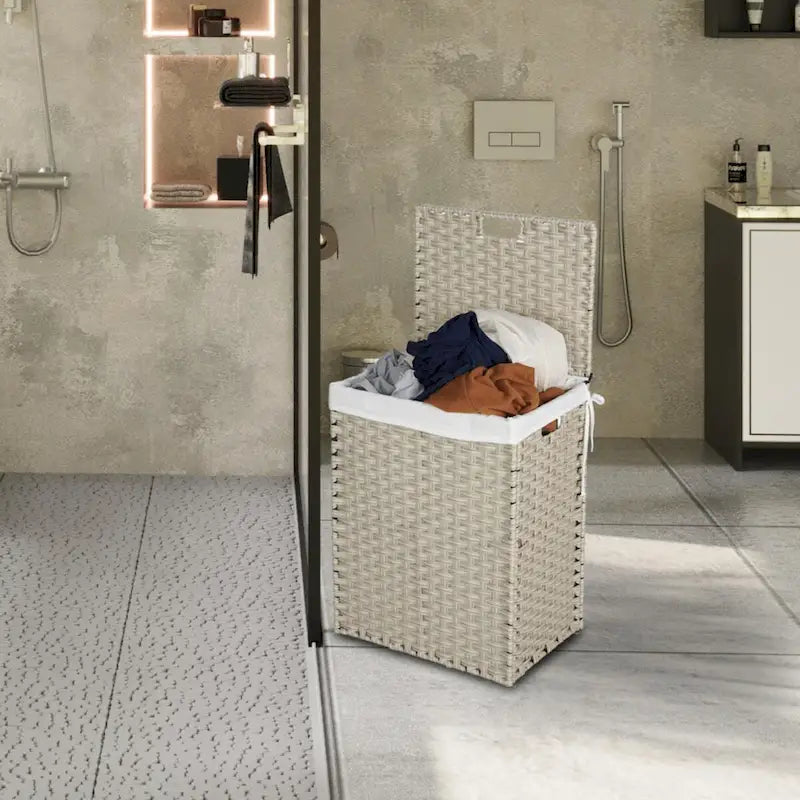 Panier à linge en osier de 100 L avec couvercle