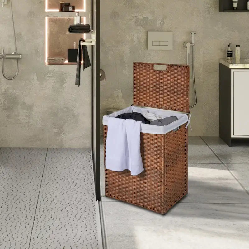 Panier à linge en osier de 100 L avec couvercle