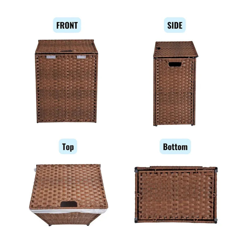 Panier à linge en osier de 100 L avec couvercle