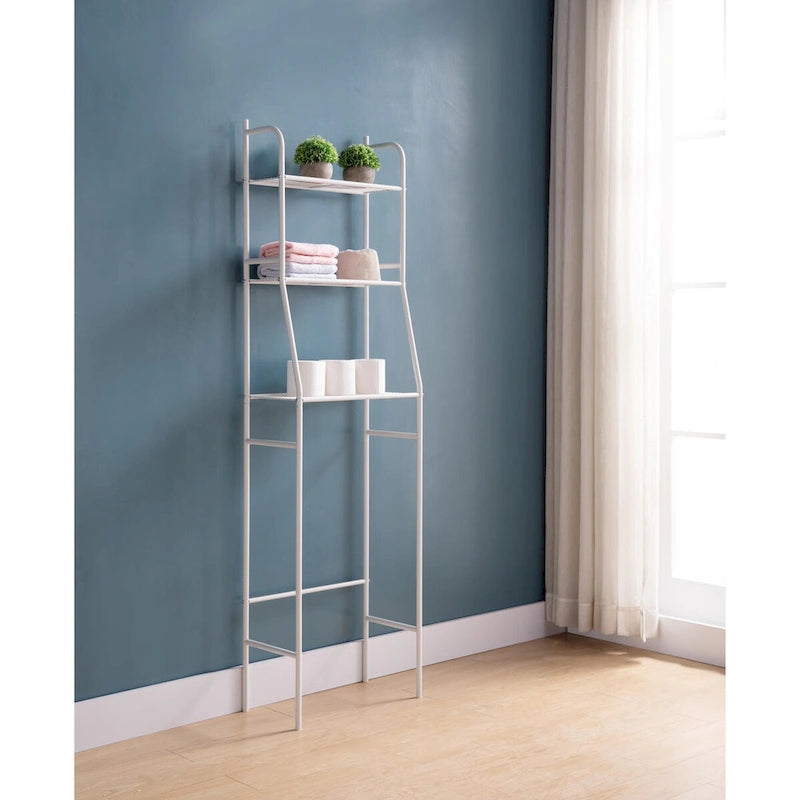 Étagère de rangement en métal à trois niveaux pour au-dessus des toilettes
