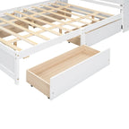 Queen Size Platform Bed with Storage Headboard and 4 Drawers