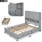 Queen Size Platform Bed with Storage Headboard and 4 Drawers