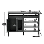 Buffet de bar à vin de 47" avec prises de courant et lumières LED Meubles de bar à café industriels - 47,2" L x 15,7" l x 33,4" H