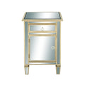 Armoire de rangement beige à miroir avec tiroir et porte