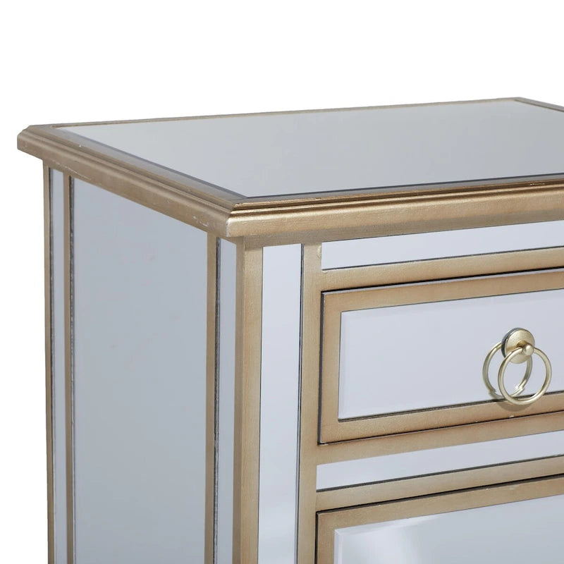 Armoire de rangement beige à miroir avec tiroir et porte