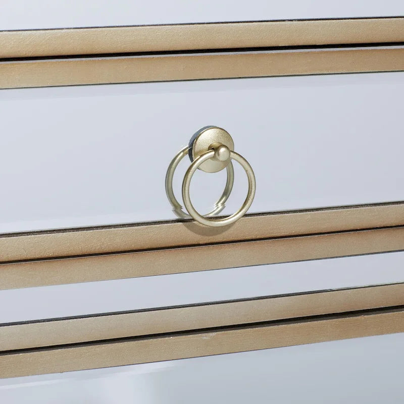 Armoire de rangement beige à miroir avec tiroir et porte