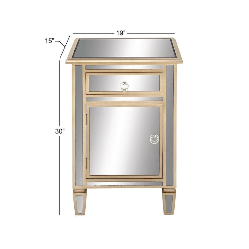 Armoire de rangement beige à miroir avec tiroir et porte