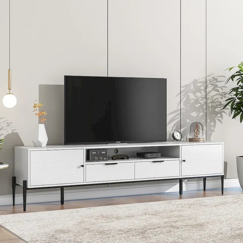 White and Gold Storage Cabinet with 2 Doors, Buffet Sideboard Cabinet, Kitchen Buffet Cabinet with Storage Sideboard Buffet