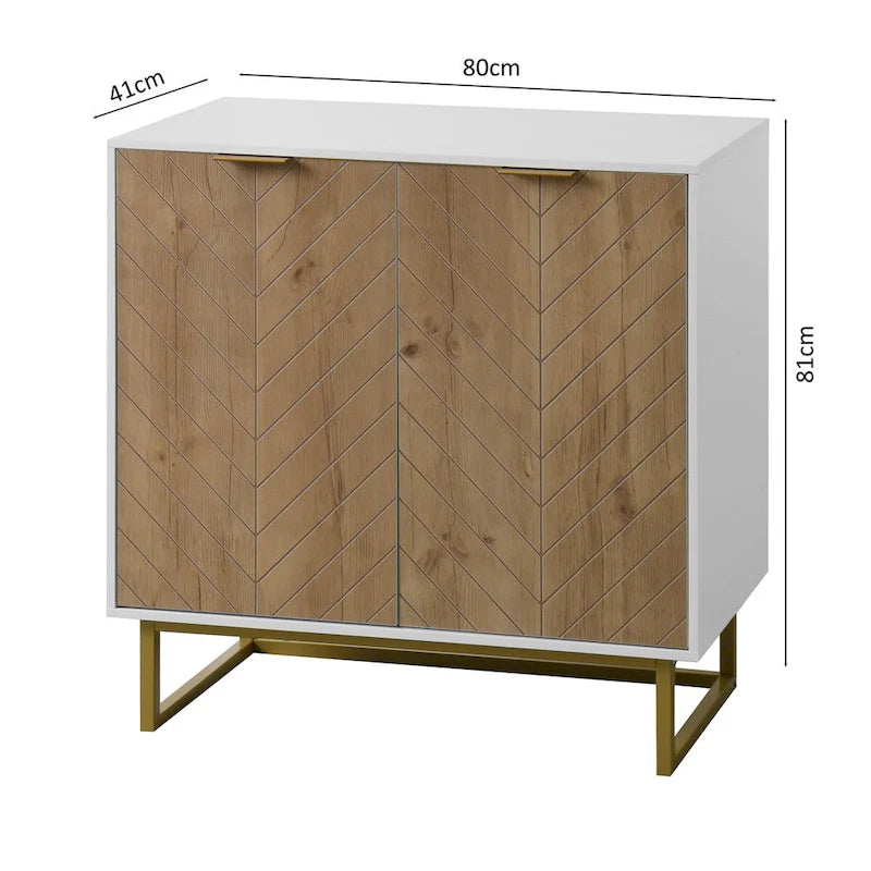 Meuble de rangement à deux portes blanc et doré