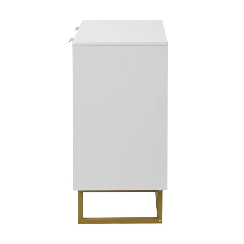 Meuble de rangement à deux portes blanc et doré