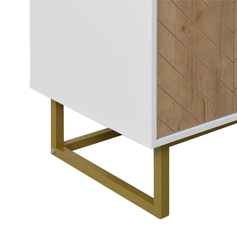 Meuble de rangement à deux portes blanc et doré