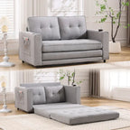 Upholstered Futon Sofa with Pull-Out Sleeper Couch, Muticolour Choice Foldable Tufted Loveseat With Cup Holder