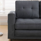 Upholstered Futon Sofa with Pull-Out Sleeper Couch, Muticolour Choice Foldable Tufted Loveseat With Cup Holder