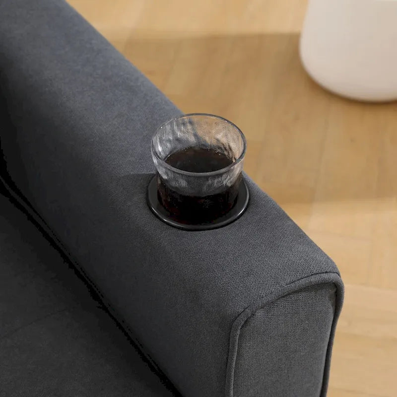 Upholstered Futon Sofa with Pull-Out Sleeper Couch, Muticolour Choice Foldable Tufted Loveseat With Cup Holder
