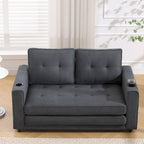 Upholstered Futon Sofa with Pull-Out Sleeper Couch, Muticolour Choice Foldable Tufted Loveseat With Cup Holder