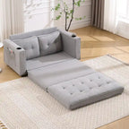 Upholstered Futon Sofa with Pull-Out Sleeper Couch, Muticolour Choice Foldable Tufted Loveseat With Cup Holder