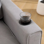 Upholstered Futon Sofa with Pull-Out Sleeper Couch, Muticolour Choice Foldable Tufted Loveseat With Cup Holder