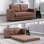 Upholstered Futon Sofa with Pull-Out Sleeper Couch, Muticolour Choice Foldable Tufted Loveseat With Cup Holder