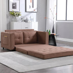 Upholstered Futon Sofa with Pull-Out Sleeper Couch, Muticolour Choice Foldable Tufted Loveseat With Cup Holder